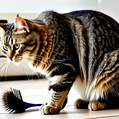 고양이 털갈이 시기 대처법 - Cat Grooming Session**

"A well-groomed, fluffy domestic cat, fully clothed owner gently brushing it...