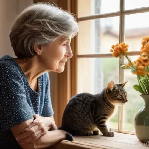 Home 14 고양이 구내염 수술 비용 - The Concerned Owner and the Reluctant Cat**
A cozy, softly lit living room in a French home. A midd...